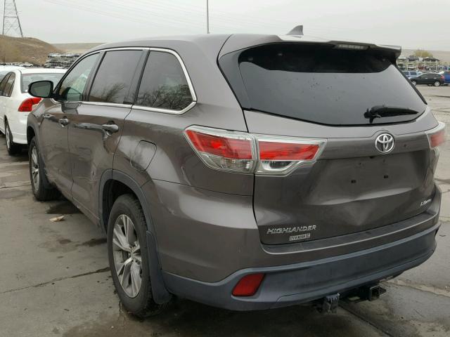 5TDBKRFHXES019857 - 2014 TOYOTA HIGHLANDER GRAY photo 3