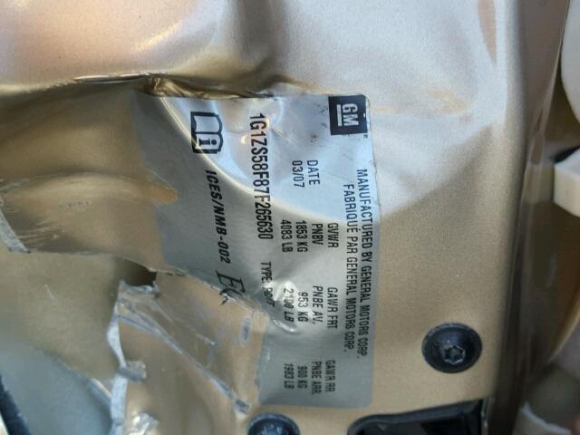 1G1ZS58F87F265630 - 2007 CHEVROLET MALIBU LS ბეჟი ფოტო 10