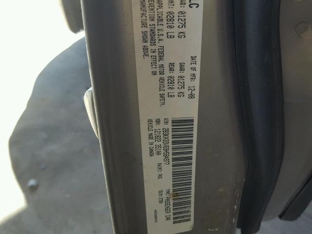 2B3KA33V69H584977 - 2009 DODGE CHARGER GOLD photo 10