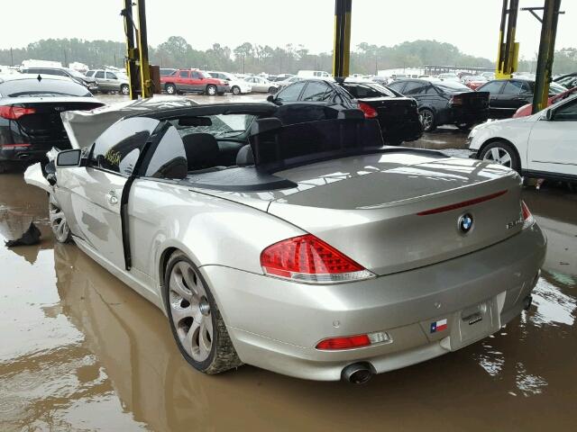 WBAEK13476CN75463 - 2006 BMW 650I SILVER photo 3