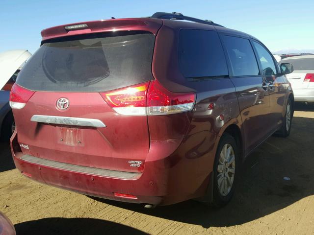 5TDDK3DC9BS018367 - 2011 TOYOTA SIENNA RED photo 4