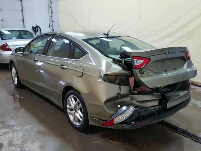 3FA6P0HR4DR195332 - 2013 FORD FUSION SE GREEN photo 3