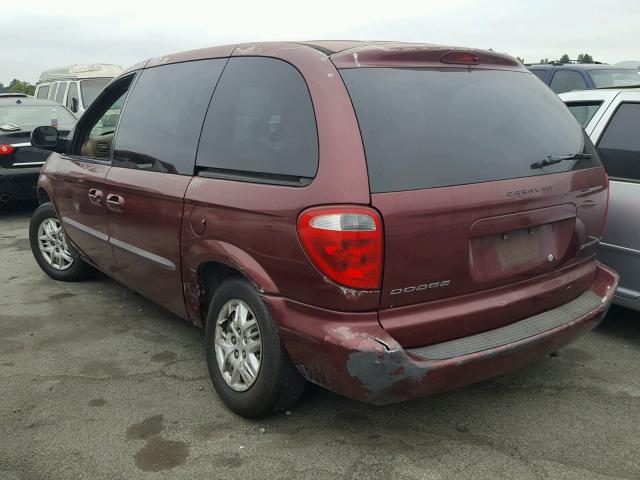 1B4GP453X2B641861 - 2002 DODGE CARAVAN SP MAROON photo 3