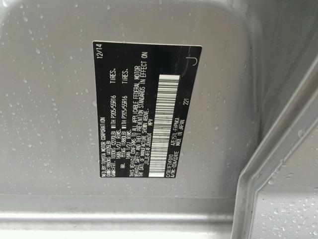 JTLZE4FE4FJ068604 - 2015 TOYOTA SCION XB ვერცხლისფერი ფოტო 10