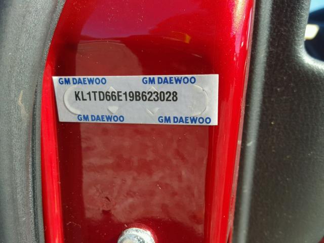 KL1TD66E19B623028 - 2009 CHEVROLET AVEO LS 红色 照片 10