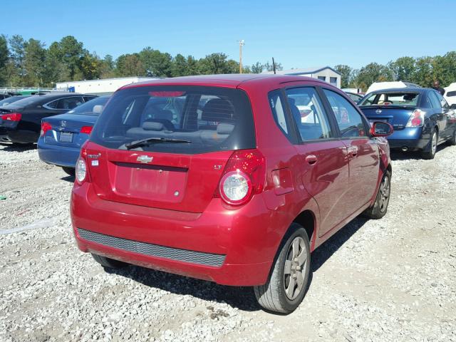 KL1TD66E19B623028 - 2009 CHEVROLET AVEO LS RED photo 4