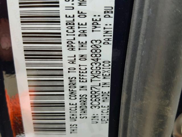 3C6RR7LTXGG348803 - 2016 RAM 1500 SLT BLUE photo 10