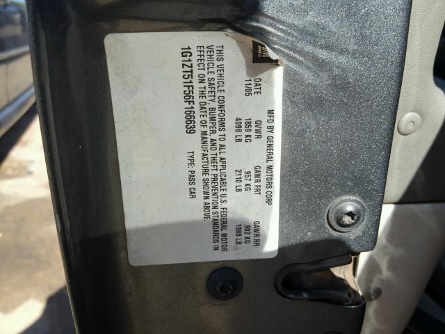 1G1ZT51F56F166639 - 2006 CHEVROLET MALIBU GRAY photo 10