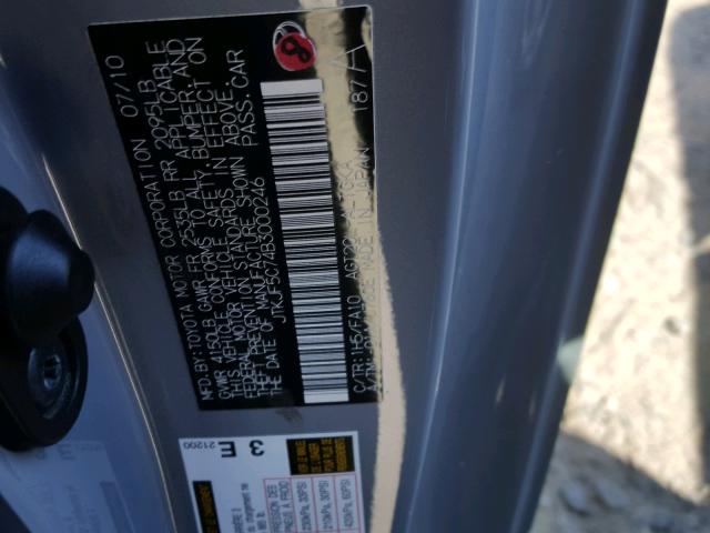 JTKJF5C74B3000246 - 2011 TOYOTA SCION TC 灰色 照片 10