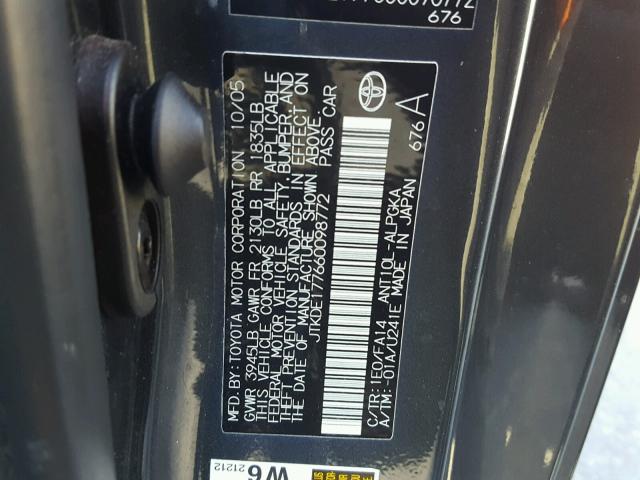 JTKDE177660098772 - 2006 TOYOTA SCION TC 石墨色 照片 10