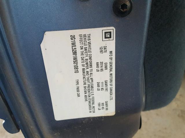 2G1WL52M1W9210810 - 1998 CHEVROLET LUMINA BAS ლურჯი ფოტო 10