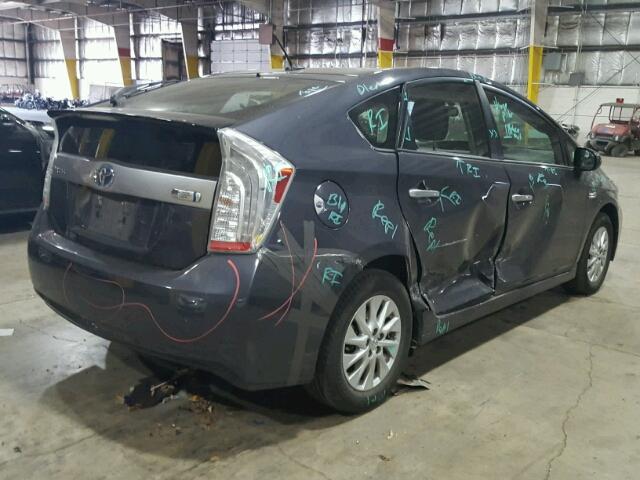 JTDKN3DP0D3043342 - 2013 TOYOTA PRIUS PLUG GRAY photo 4