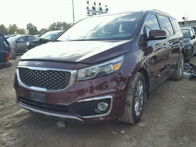 KNDME5C10F6050889 - 2015 KIA SEDONA SXL BURGUNDY photo 2