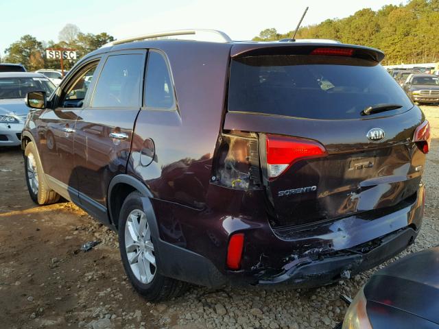 5XYKT4A66EG468424 - 2014 KIA SORENTO LX MAROON photo 3