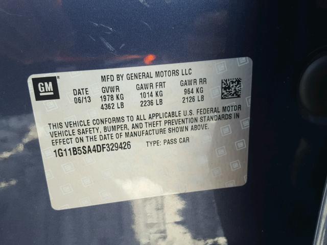 1G11B5SA4DF329426 - 2013 CHEVROLET MALIBU LS Mavi foto 10