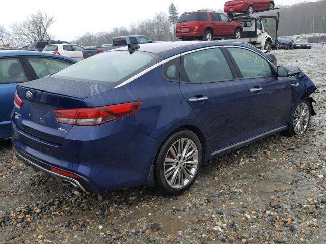 5XXGV4L25JG192262 - 2018 KIA OPTIMA SXL BLUE photo 4