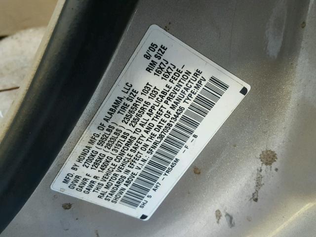 5FNRL38705B134436 - 2005 HONDA ODYSSEY EX GOLD photo 10