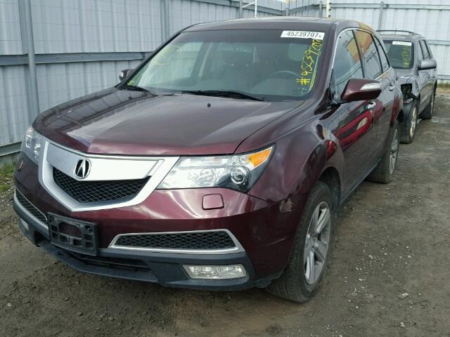 2HNYD2H64DH002115 - 2013 ACURA MDX ADVANC BURGUNDY photo 2