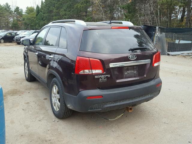 5XYKTDA21BG133287 - 2011 KIA SORENTO MAROON photo 3