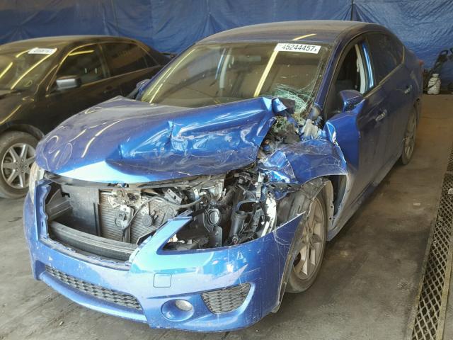 3N1AB7AP3EY307648 - 2014 NISSAN SENTRA S BLUE photo 2