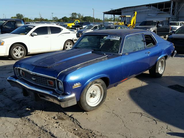 1Y27H4L108504 - 1974 CHEVROLET NOVA BLUE photo 2