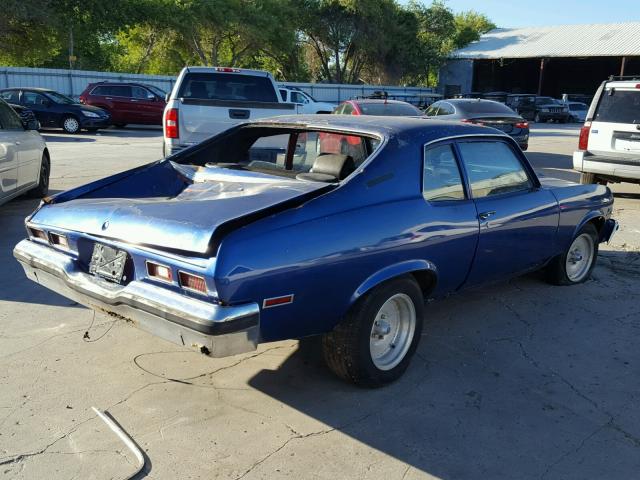 1Y27H4L108504 - 1974 CHEVROLET NOVA BLUE photo 4