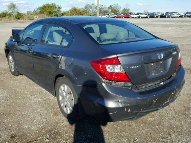 19XFB2F51CE318692 - 2012 HONDA CIVIC LX GRAY photo 3