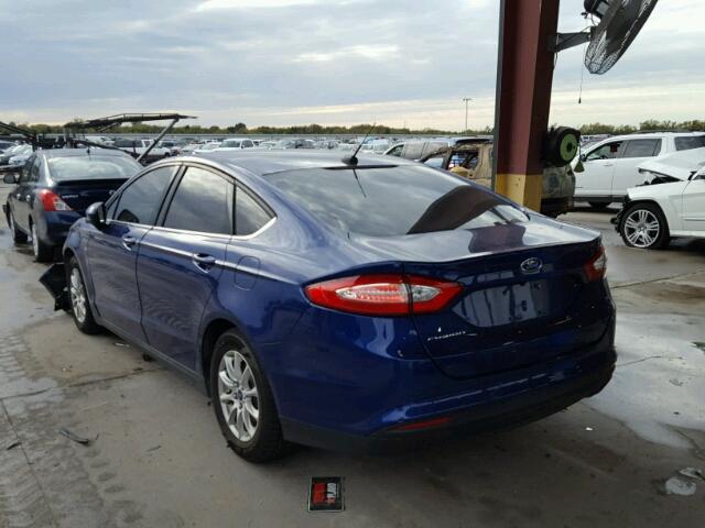 3FA6P0G73GR381920 - 2016 FORD FUSION S BLUE photo 3