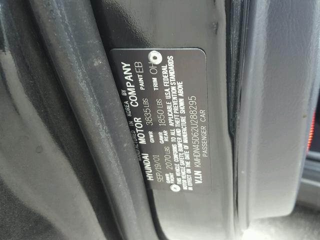 KMHDN45D62U288295 - 2002 HYUNDAI ELANTRA GL BLACK photo 10