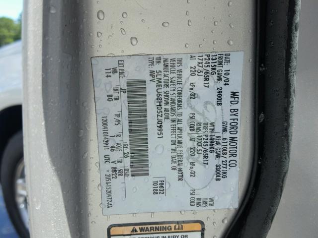 5LMEU68H05ZJ09951 - 2005 LINCOLN AVIATOR 银色 照片 10