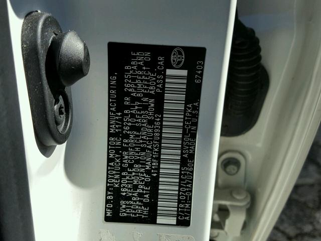 4T1BF1FK5FU893642 - 2015 TOYOTA CAMRY LE WHITE photo 10