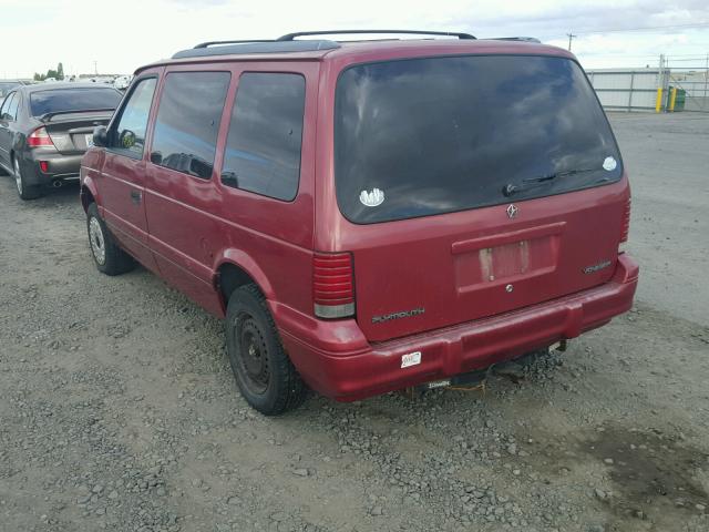 2P4GH2533SR182982 - 1995 PLYMOUTH VOYAGER BURGUNDY photo 3