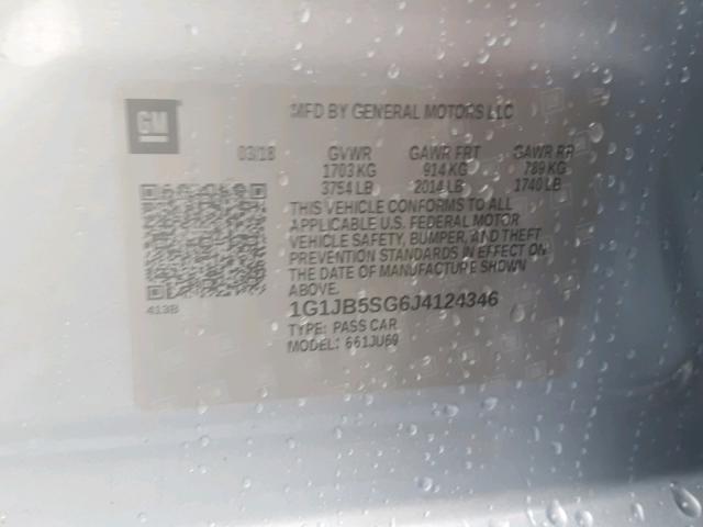 1G1JB5SG6J4124346 - 2018 CHEVROLET SONIC LS 灰色 照片 10