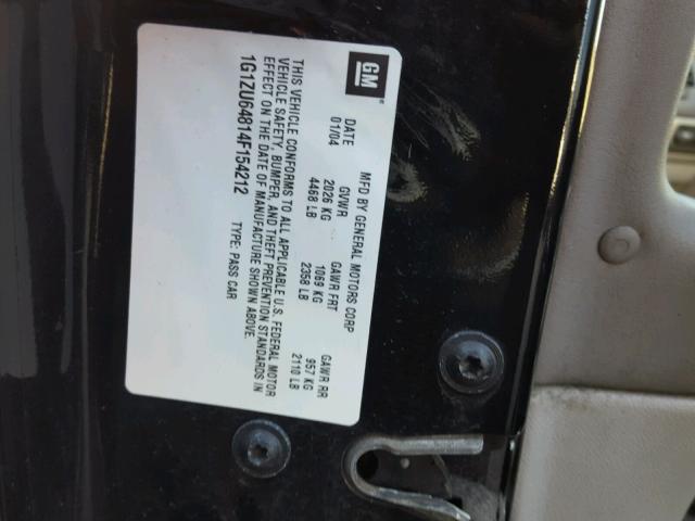 1G1ZU64814F154212 - 2004 CHEVROLET MALIBU BLACK photo 10