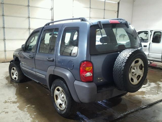 1J4GL48KX2W338566 - 2002 JEEP LIBERTY BLUE photo 3