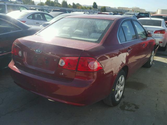 KNAGE123575109044 - 2007 KIA OPTIMA LX RED photo 4