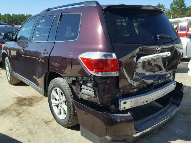 5TDZK3EH2BS048388 - 2011 TOYOTA HIGHLANDER BURGUNDY photo 3