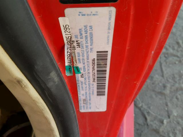 3VWCC21C7XM408086 - 1999 VOLKSWAGEN NEW BEETLE Qırmızı foto 10