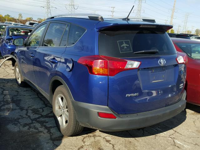 2T3RFREVXFW271182 - 2015 TOYOTA RAV4 XLE BLUE photo 3