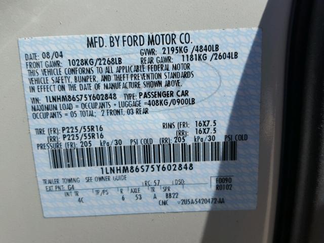 1LNHM86S75Y602848 - 2005 LINCOLN LS 奶油色 照片 10