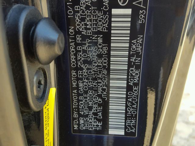 JTKJF5C74FJ001981 - 2015 TOYOTA SCION TC 蓝色 照片 10