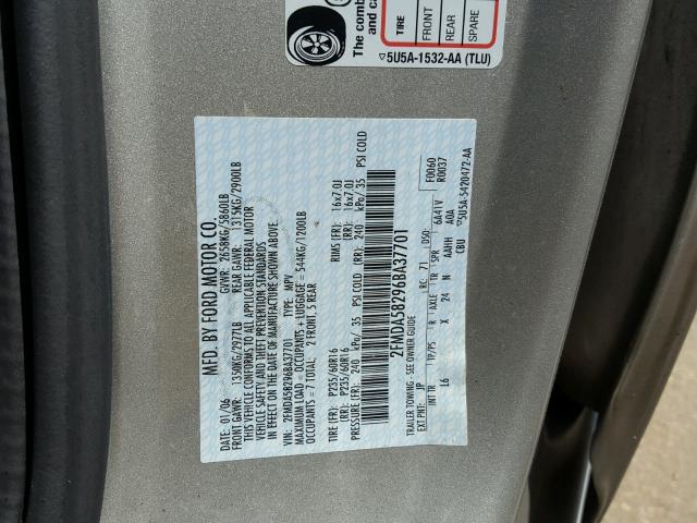 2FMDA58296BA37701 - 2006 FORD FREESTAR L GRAY photo 10