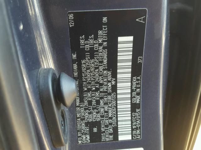 5TDZK23C67S001325 - 2007 TOYOTA SIENNA BLUE photo 10