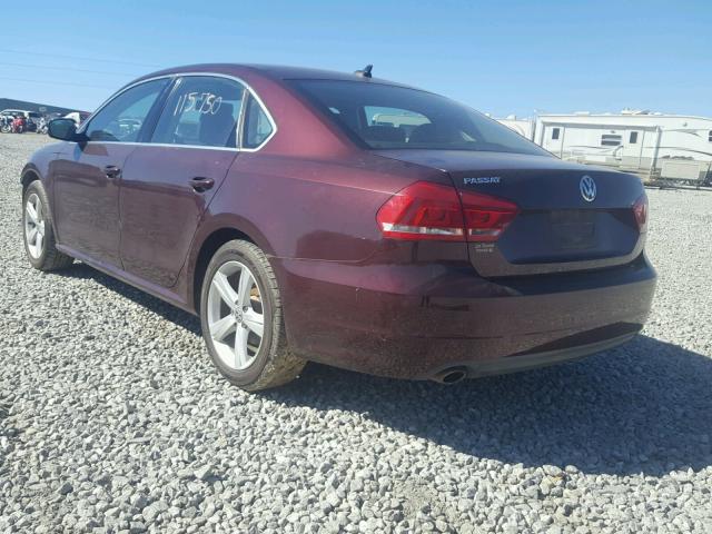 1VWBP7A32DC058778 - 2013 VOLKSWAGEN PASSAT BURGUNDY photo 3