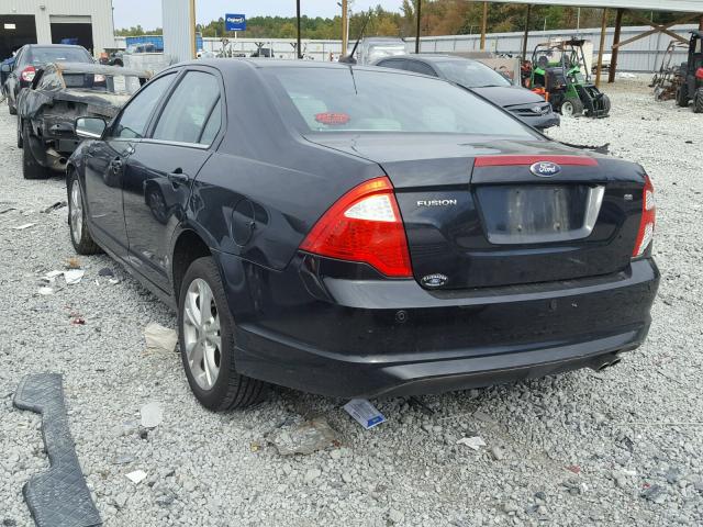 3FAHP0HA7CR410607 - 2012 FORD FUSION SE BLACK photo 3