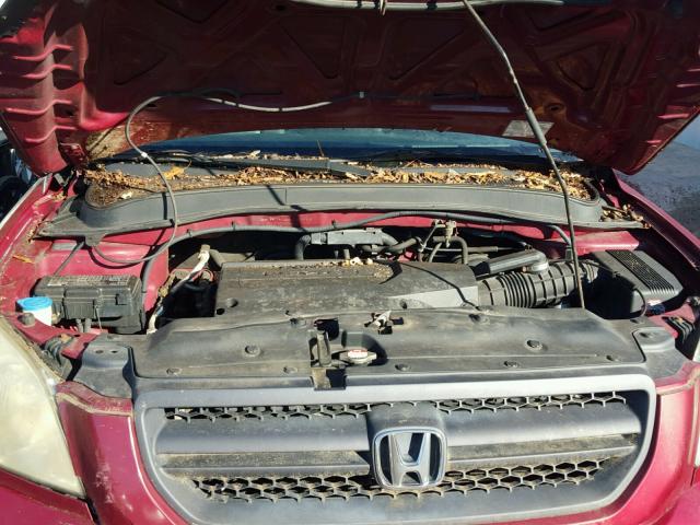 2HKYF18623H522989 - 2003 HONDA PILOT EXL RED photo 7