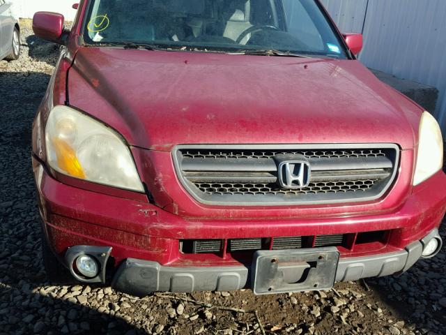 2HKYF18623H522989 - 2003 HONDA PILOT EXL RED photo 9