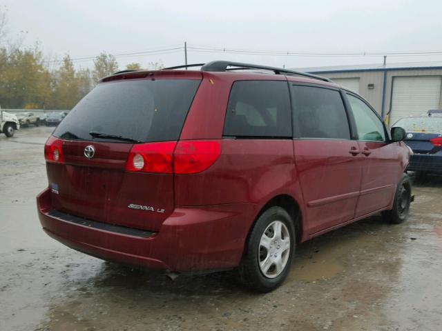 5TDZK23C18S164787 - 2008 TOYOTA SIENNA RED photo 4