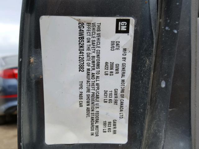 2G4WB52K041207882 - 2004 BUICK REGAL LS GRAY photo 10