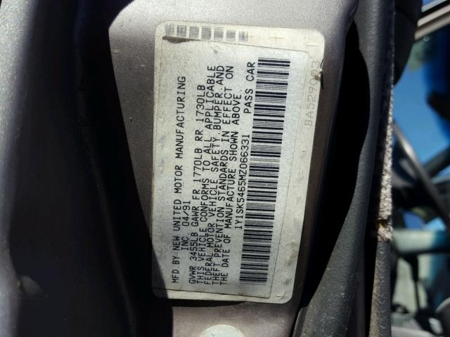 1Y1SK5465MZ066331 - 1991 CHEVROLET PRIZM GRAY photo 10